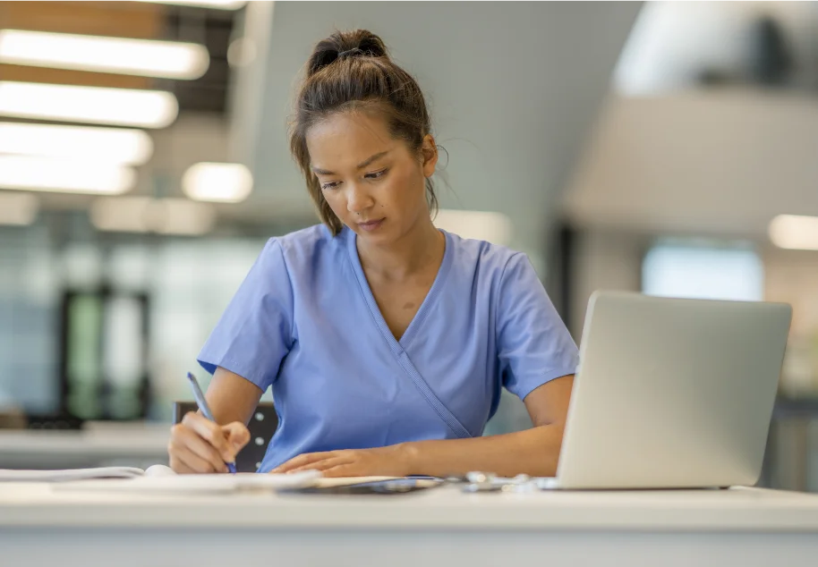 Nurse studying