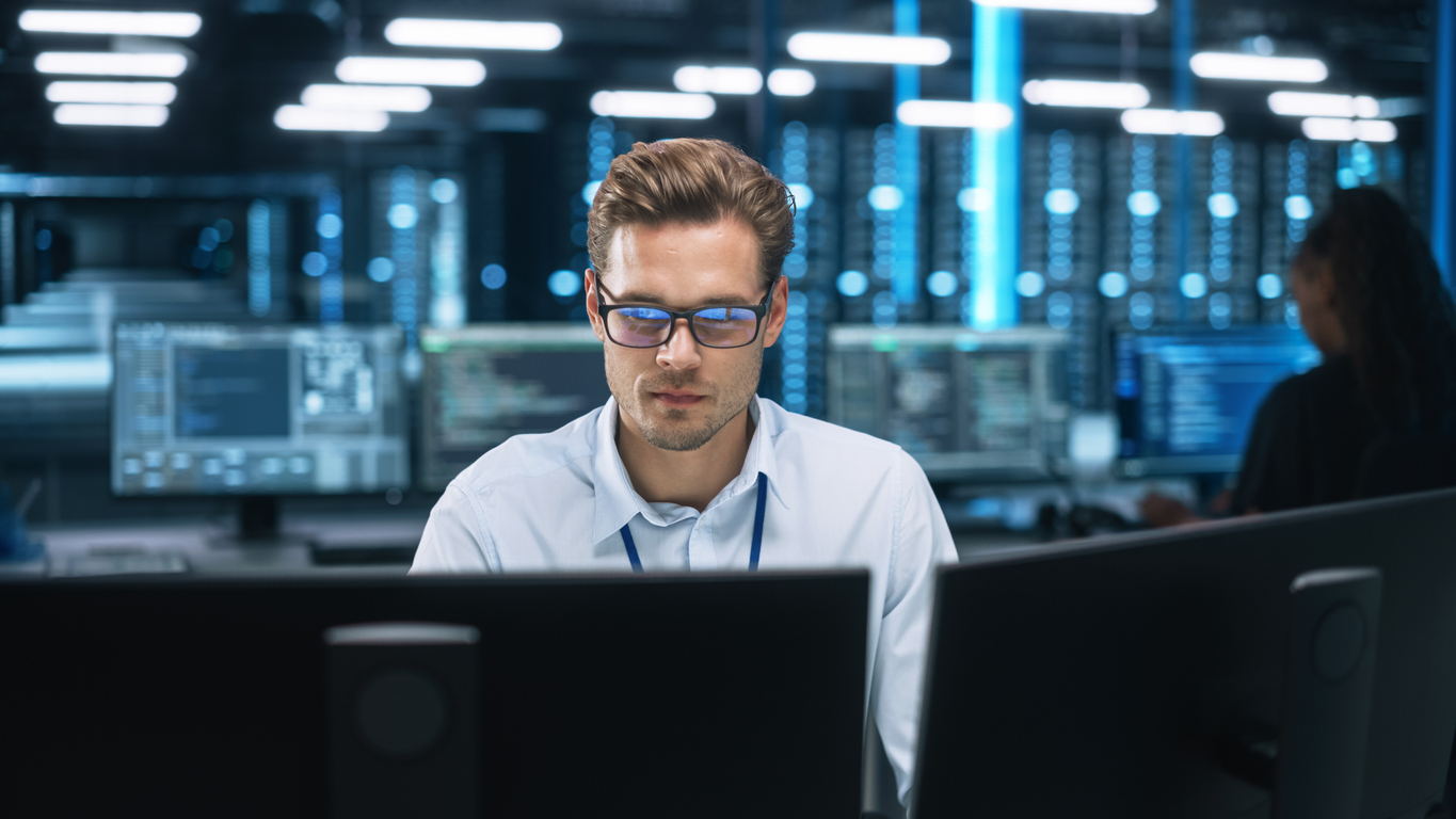 A Cybersecurity Professional Works in a Data Center